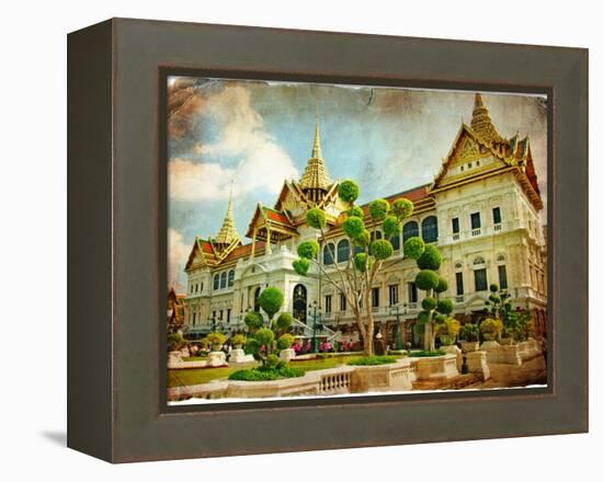 Grand Palace - Bangkok - Retro Styled Picture-Maugli-l-Framed Stretched Canvas