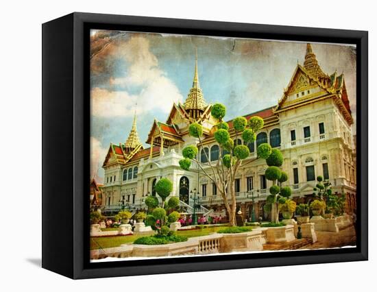 Grand Palace - Bangkok - Retro Styled Picture-Maugli-l-Framed Stretched Canvas