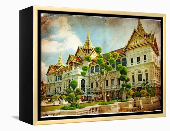 Grand Palace - Bangkok - Retro Styled Picture-Maugli-l-Framed Stretched Canvas