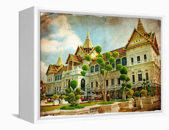 Grand Palace - Bangkok - Retro Styled Picture-Maugli-l-Framed Stretched Canvas