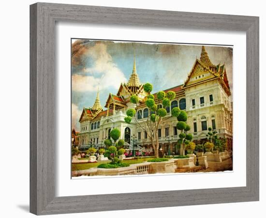 Grand Palace - Bangkok - Retro Styled Picture-Maugli-l-Framed Art Print