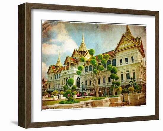 Grand Palace - Bangkok - Retro Styled Picture-Maugli-l-Framed Art Print