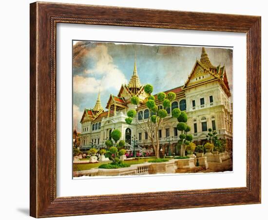 Grand Palace - Bangkok - Retro Styled Picture-Maugli-l-Framed Art Print