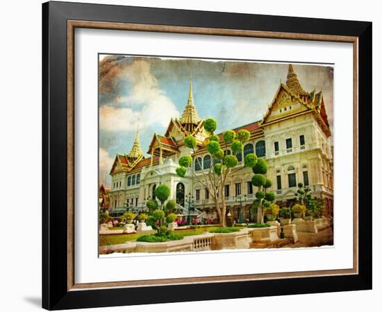 Grand Palace - Bangkok - Retro Styled Picture-Maugli-l-Framed Art Print