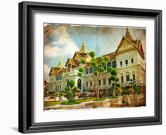 Grand Palace - Bangkok - Retro Styled Picture-Maugli-l-Framed Art Print