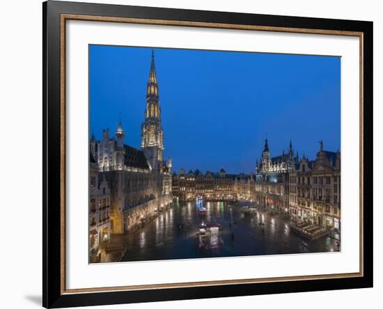 Grand Place Dusk, UNESCO World Heritage Site, Brussels, Belgium, Europe-Charles Bowman-Framed Photographic Print