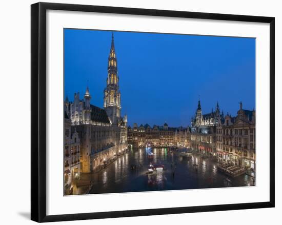 Grand Place Dusk, UNESCO World Heritage Site, Brussels, Belgium, Europe-Charles Bowman-Framed Photographic Print