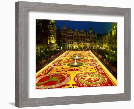 Grand Place, Floral Carpet, Brussels, Belgium-Steve Vidler-Framed Photographic Print