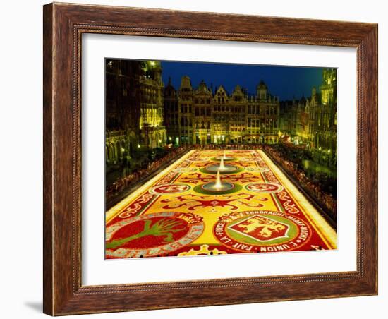 Grand Place, Floral Carpet, Brussels, Belgium-Steve Vidler-Framed Photographic Print