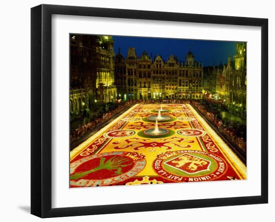 Grand Place, Floral Carpet, Brussels, Belgium-Steve Vidler-Framed Photographic Print