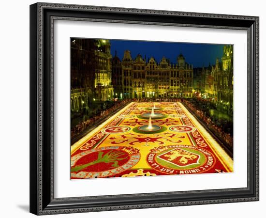 Grand Place, Floral Carpet, Brussels, Belgium-Steve Vidler-Framed Photographic Print