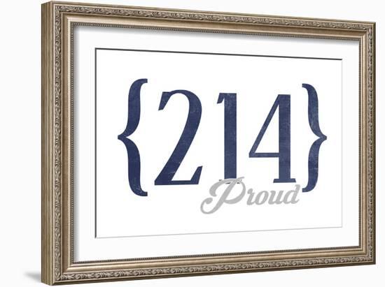 Grand Prairie, Texas - 214 Area Code (Blue)-Lantern Press-Framed Art Print