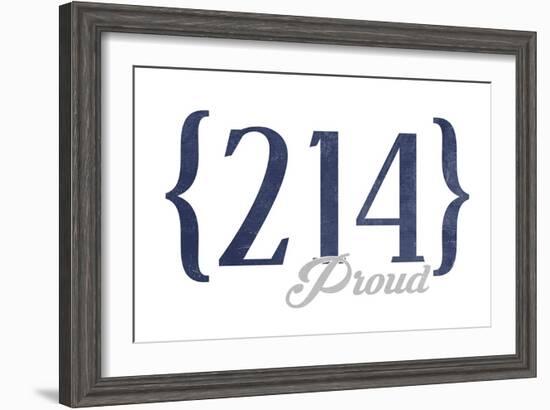 Grand Prairie, Texas - 214 Area Code (Blue)-Lantern Press-Framed Art Print