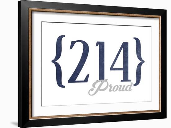 Grand Prairie, Texas - 214 Area Code (Blue)-Lantern Press-Framed Art Print