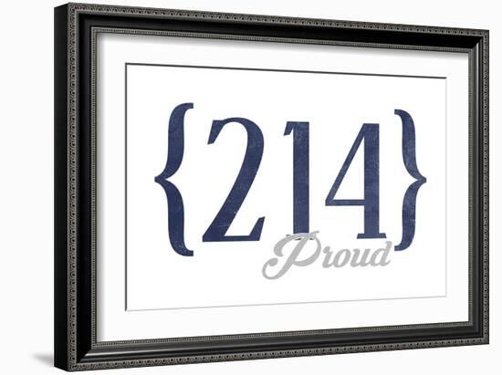 Grand Prairie, Texas - 214 Area Code (Blue)-Lantern Press-Framed Art Print