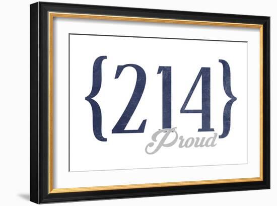 Grand Prairie, Texas - 214 Area Code (Blue)-Lantern Press-Framed Art Print