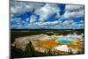 Grand Prismatic Pool at Yellowstone National Park with Blue Sky and Puffy Clouds-eric1513-Mounted Photographic Print