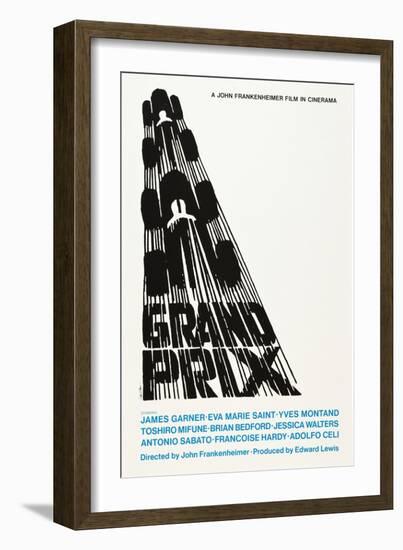 Grand Prix, Poster Art by Saul Bass, 1966-null-Framed Premium Giclee Print