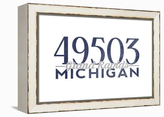 Grand Rapids, Michigan - 49503 Zip Code (Blue)-Lantern Press-Framed Stretched Canvas