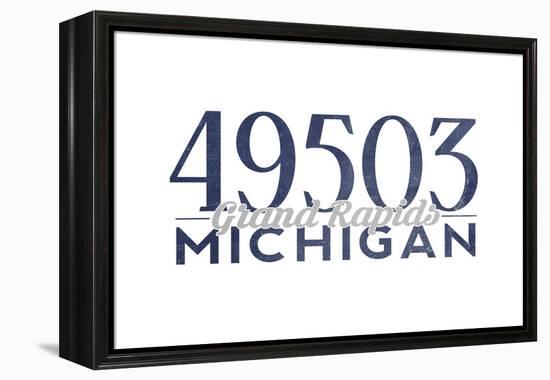 Grand Rapids, Michigan - 49503 Zip Code (Blue)-Lantern Press-Framed Stretched Canvas