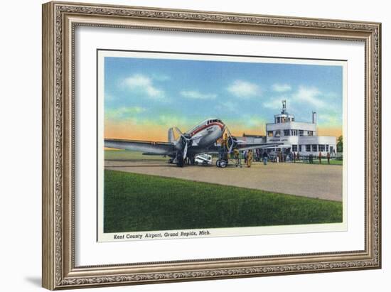 Grand Rapids, Michigan - Boarding Scene at Kent County Airport-Lantern Press-Framed Art Print