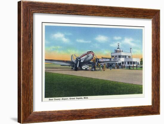 Grand Rapids, Michigan - Boarding Scene at Kent County Airport-Lantern Press-Framed Art Print