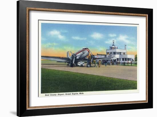 Grand Rapids, Michigan - Boarding Scene at Kent County Airport-Lantern Press-Framed Art Print