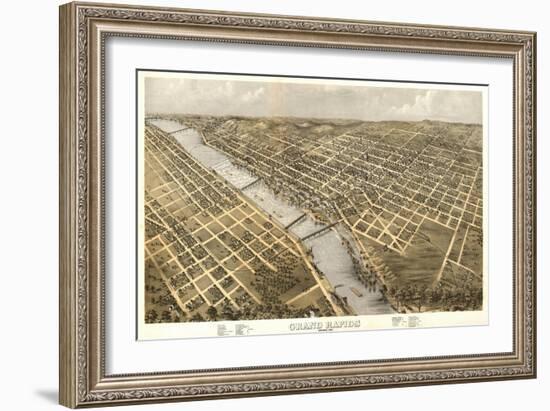 Grand Rapids, Michigan - Panoramic Map-Lantern Press-Framed Art Print