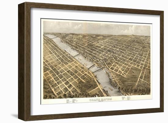 Grand Rapids, Michigan - Panoramic Map-Lantern Press-Framed Art Print