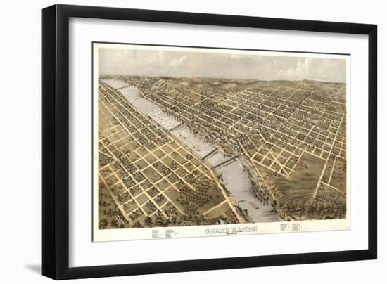 Grand Rapids, Michigan - Panoramic Map-Lantern Press-Framed Art Print