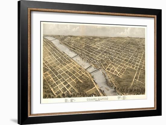 Grand Rapids, Michigan - Panoramic Map-Lantern Press-Framed Art Print