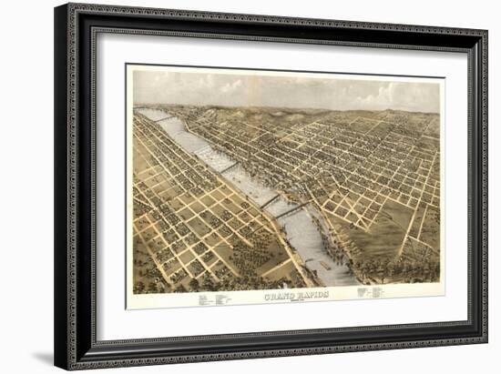 Grand Rapids, Michigan - Panoramic Map-Lantern Press-Framed Art Print