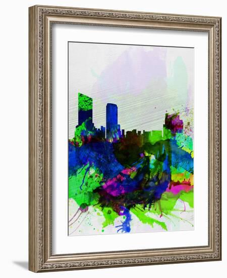 Grand Rapids Watercolor Skyline-NaxArt-Framed Art Print