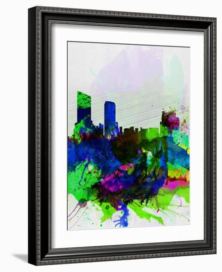 Grand Rapids Watercolor Skyline-NaxArt-Framed Art Print