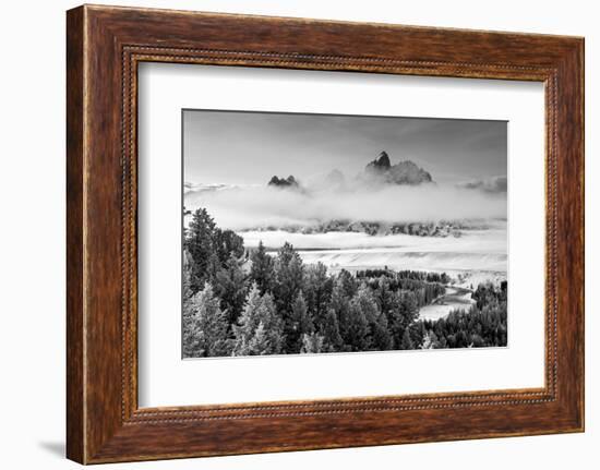 Grand Teton and Layers of Fog, Snake River Overlook-Howie Garber-Framed Photographic Print