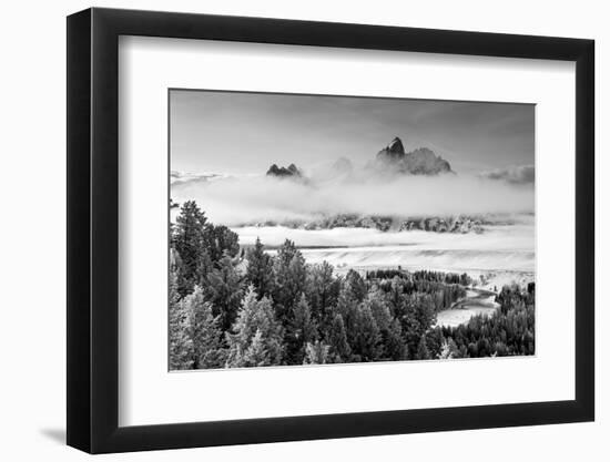 Grand Teton and Layers of Fog, Snake River Overlook-Howie Garber-Framed Photographic Print