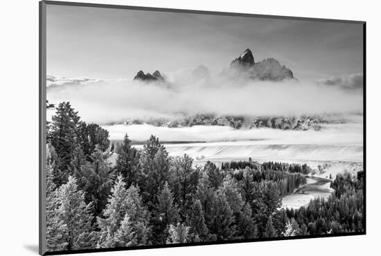 Grand Teton and Layers of Fog, Snake River Overlook-Howie Garber-Mounted Photographic Print