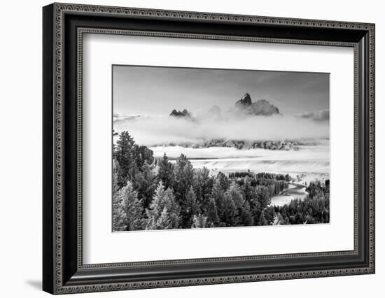 Grand Teton and Layers of Fog, Snake River Overlook-Howie Garber-Framed Photographic Print