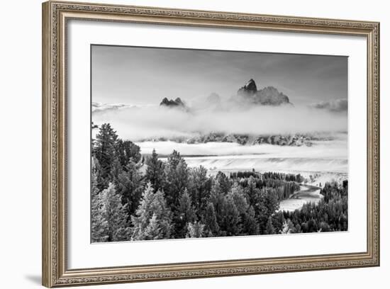 Grand Teton and Layers of Fog, Snake River Overlook-Howie Garber-Framed Photographic Print