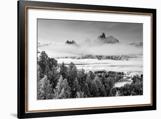 Grand Teton and Layers of Fog, Snake River Overlook-Howie Garber-Framed Photographic Print