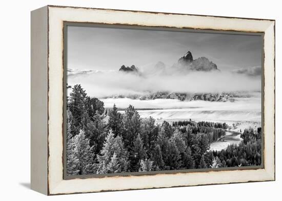 Grand Teton and Layers of Fog, Snake River Overlook-Howie Garber-Framed Premier Image Canvas