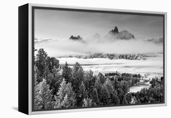 Grand Teton and Layers of Fog, Snake River Overlook-Howie Garber-Framed Premier Image Canvas