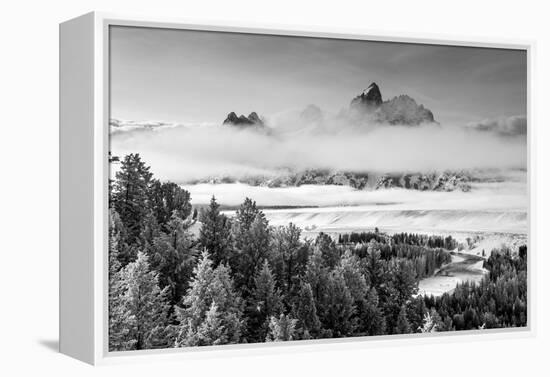 Grand Teton and Layers of Fog, Snake River Overlook-Howie Garber-Framed Premier Image Canvas