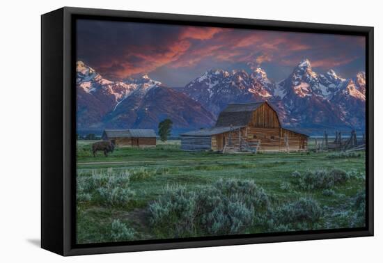 Grand Teton Mormon Barn at Sunrise-Galloimages Online-Framed Premier Image Canvas