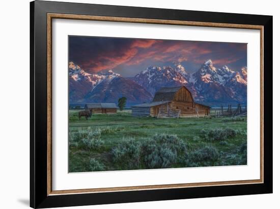 Grand Teton Mormon Barn at Sunrise-Galloimages Online-Framed Photographic Print