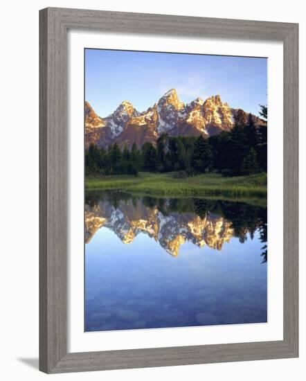 Grand Teton Mountains Reflecting in the Snake River at Sunrise, Grand Teton National Park, Wyoming-Christopher Talbot Frank-Framed Photographic Print