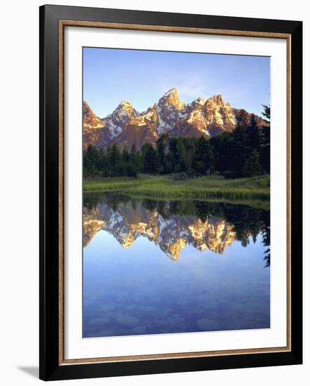 Grand Teton Mountains Reflecting in the Snake River at Sunrise, Grand Teton National Park, Wyoming-Christopher Talbot Frank-Framed Photographic Print