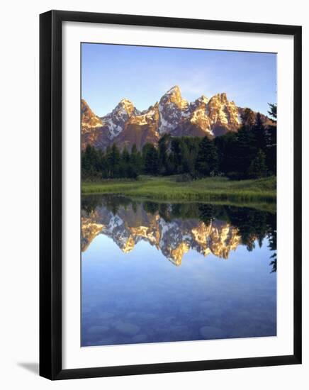 Grand Teton Mountains Reflecting in the Snake River at Sunrise, Grand Teton National Park, Wyoming-Christopher Talbot Frank-Framed Photographic Print