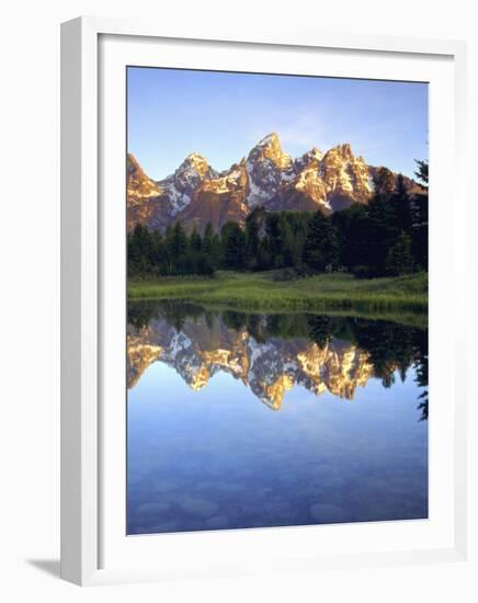 Grand Teton Mountains Reflecting in the Snake River at Sunrise, Grand Teton National Park, Wyoming-Christopher Talbot Frank-Framed Photographic Print