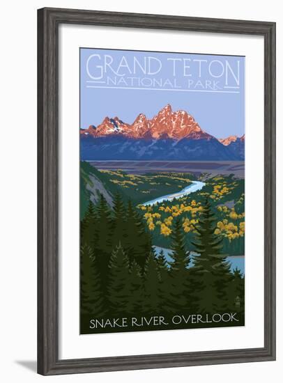 Grand Teton National Park - Snake River Overlook-Lantern Press-Framed Art Print